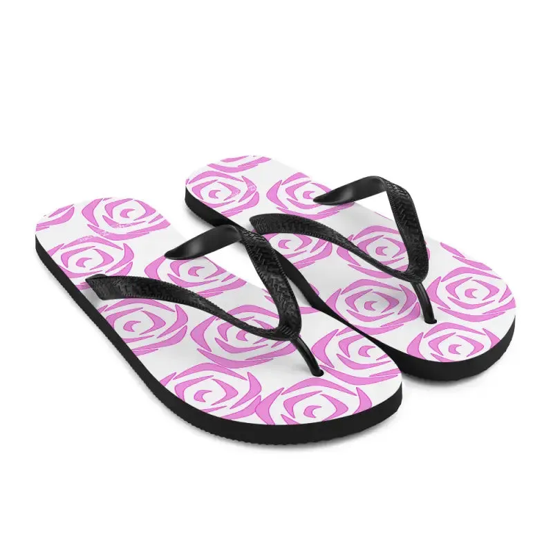 Stylish Pink Roses Flip Flops Stretchy Slip