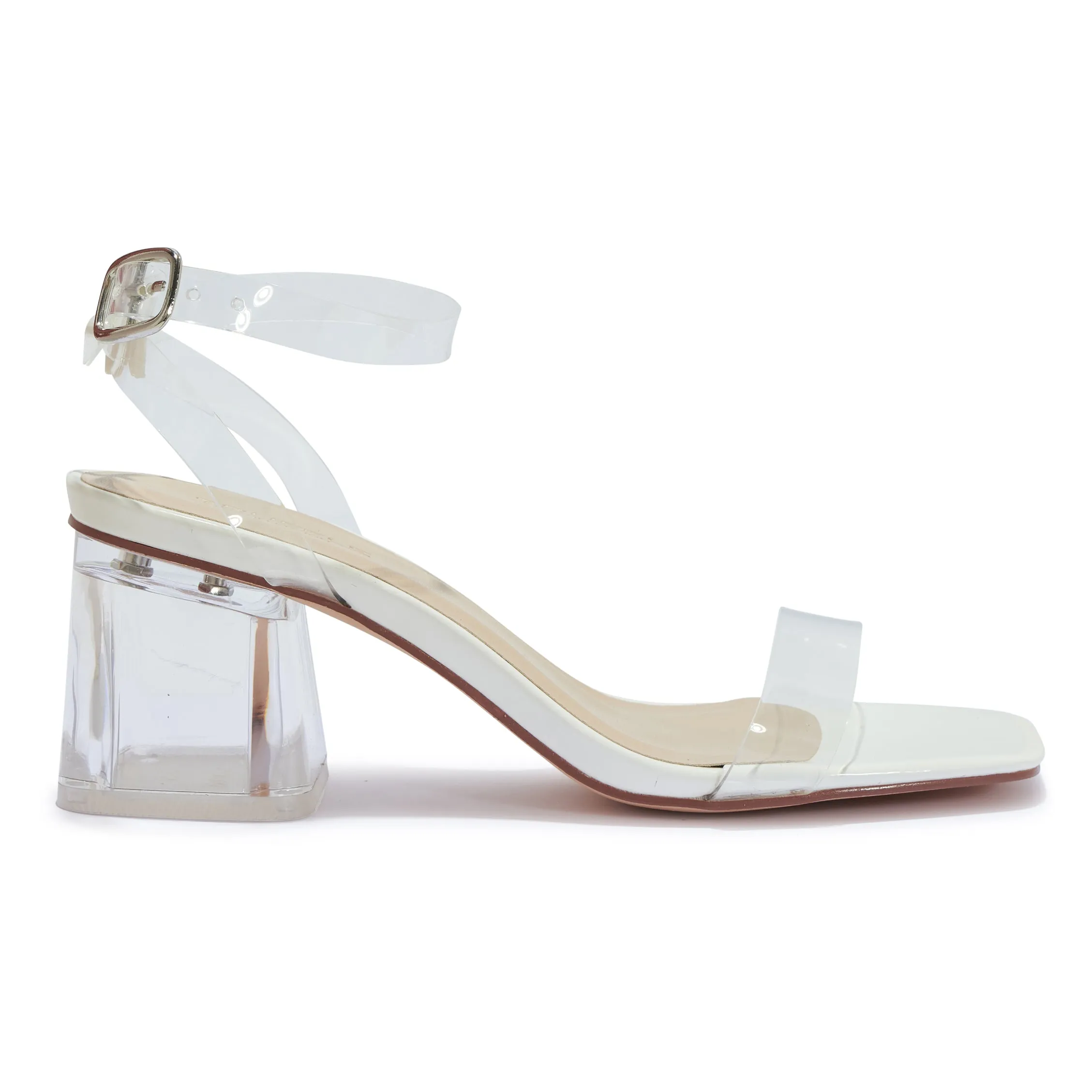 UNSEEN6 – BARELY THERE PVC STRAP BLOCK HEEL SANDAL