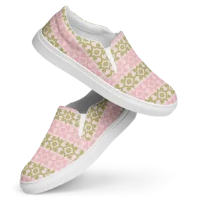 Vibrant Pink Geometric Floral Canvas Shoes