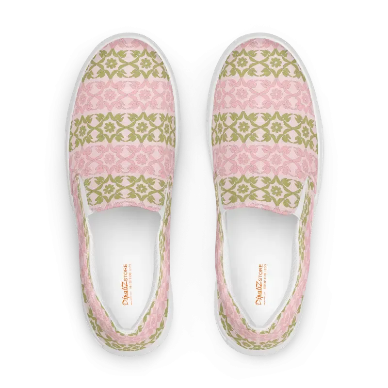 Vibrant Pink Geometric Floral Canvas Shoes